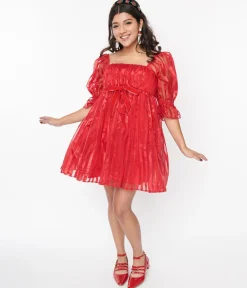 Smak Parlour Red Striped Love Interest Babydoll Dress