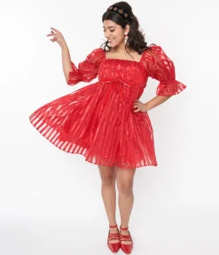 Smak Parlour Red Striped Love Interest Babydoll Dress