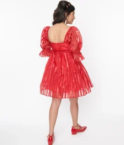 Smak Parlour Red Striped Love Interest Babydoll Dress