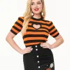 Smak Parlour 1950s Black & Orange Stripe Heart Sweater
