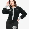 Smak Parlour 1960s Black & Silver Celestial Embroidered Cropped Cardigan