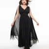Smak Parlour 1970s Black Fringe Cape Maxi Dress