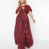 Smak Parlour 1970s Burgundy & Velvet Spiderweb Cape Maxi Dress