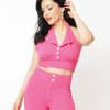 Smak Parlour 1960s Hot Pink Halter Crop Top