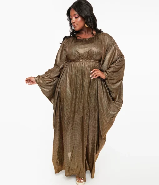 Smak Parlour 1970s Metallic Gold Batwing Caftan