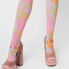Smak Parlour 1960s Pink & Green Flower Power Tights