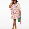 Smak Parlour 1970s Pink & Purple Mod Floral Mini Caftan