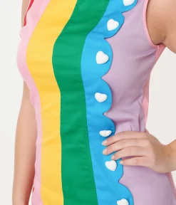 Smak Parlour 1960s Rainbow Stripe Scallop Mini Dress