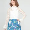 Smak Parlour 1960s White Daisy Ruffle Blouse
