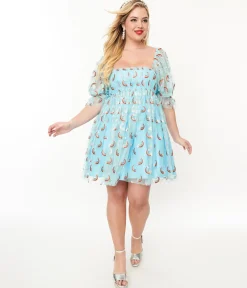 Smak Parlour Sky Blue & Glitter Rainbows Love Interest Babydoll Dress