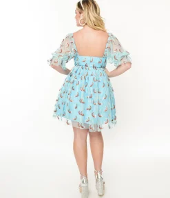 Smak Parlour Sky Blue & Glitter Rainbows Love Interest Babydoll Dress