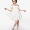 Smak Parlour White Daisy Off the Shoulder Babydoll Dress