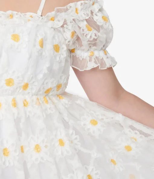 Smak Parlour White Daisy Off the Shoulder Babydoll Dress