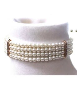 Stacked Faux Pearl Choker Necklace