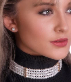 Stacked Faux Pearl Choker Necklace