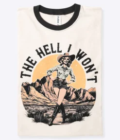The Hell I Won't Black Collar Unisex Graphic Ringer Tee