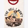 The Hell I Won't Red Collar Unisex Graphic Ringer Tee
