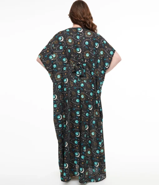 Tim Burton's The Nightmare Before Christmas by Unique Vintage Black Celestial Nightmare Before Christmas Caftan Dress
