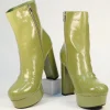 Unique Vintage Avocado Green Platform Heel Ankle Boots