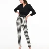 Unique Vintage Black & White Stripe Belted Rizzo Cigarette Pants