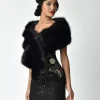 Unique Vintage Black Faux Fur Stole
