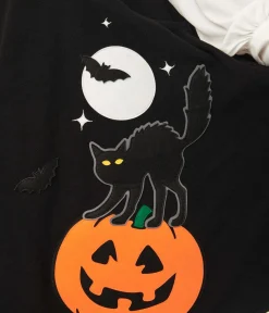 Unique Vintage Black Halloween Music Box Soda Shop Swing Skirt