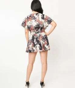 Unique Vintage Black Jungle Cat Print Daryl Skort