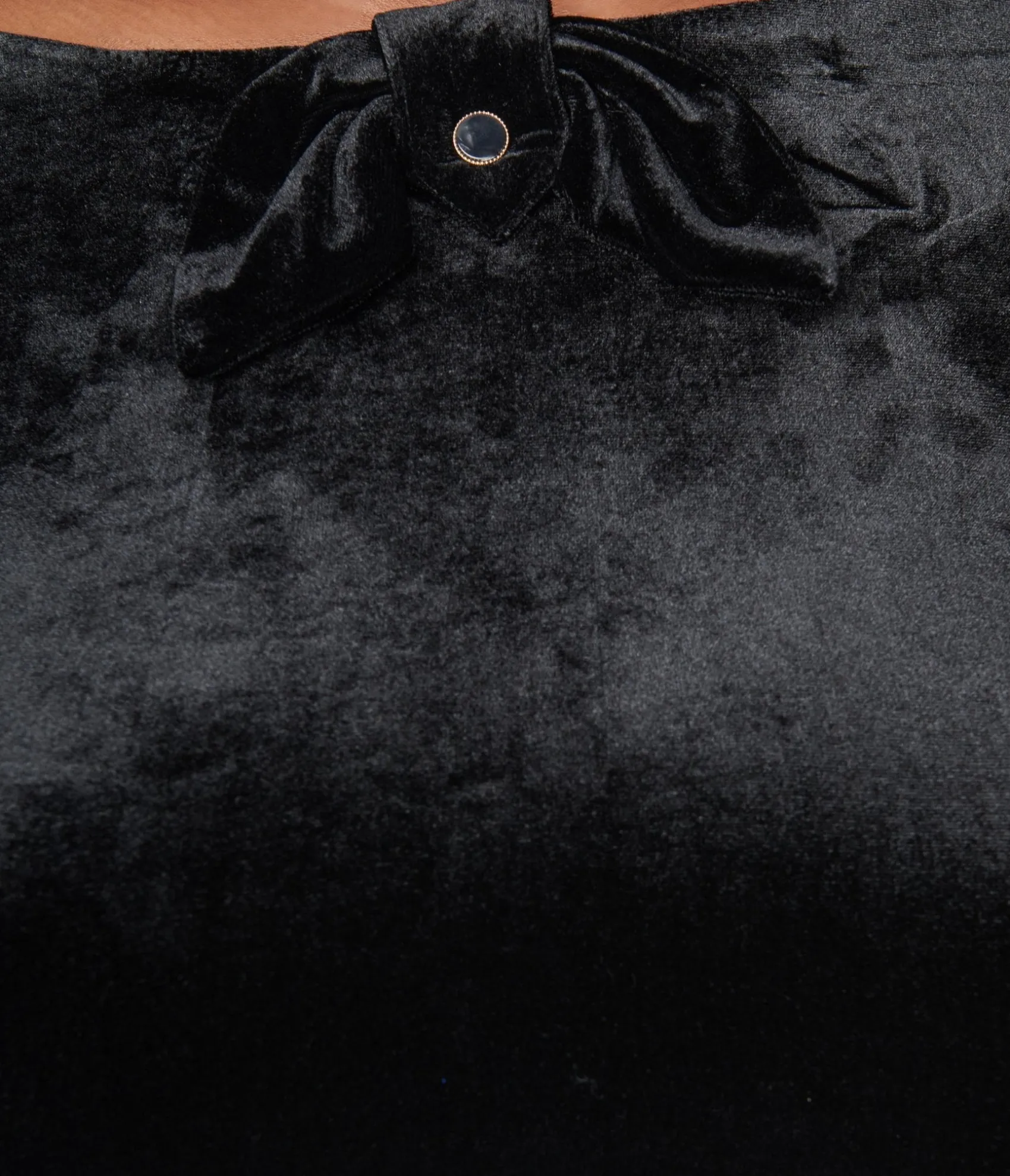 Unique Vintage Black Velvet Faux Bow Devon Swing Dress