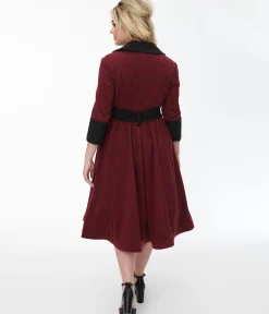 Unique Vintage Burgundy & Black Swing Coat