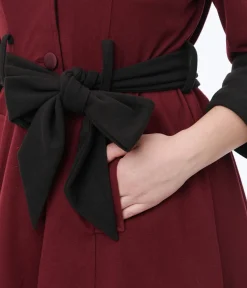 Unique Vintage Burgundy & Black Swing Coat