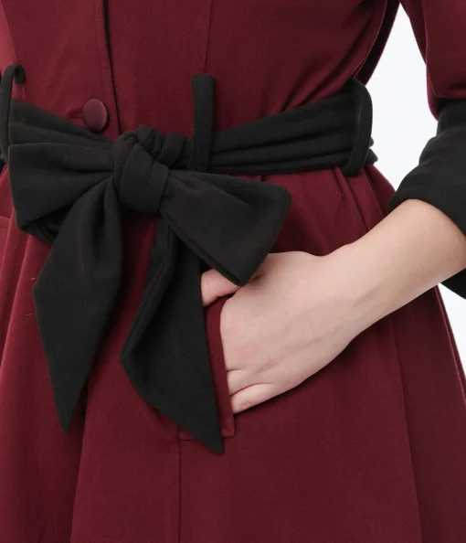 Unique Vintage Burgundy & Black Swing Coat