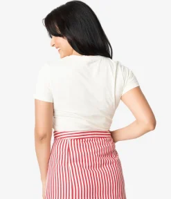 Unique Vintage Cream Chin Up Tits Out Womens Tee