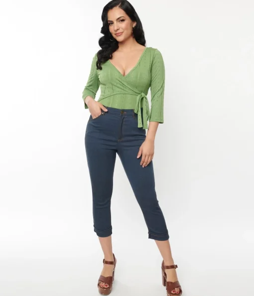 Unique Vintage Denim Bengaline Capris