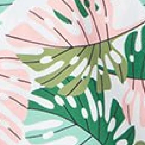 Unique Vintage Green & Pink Monstera Leaf Solana Tankini Swim Top