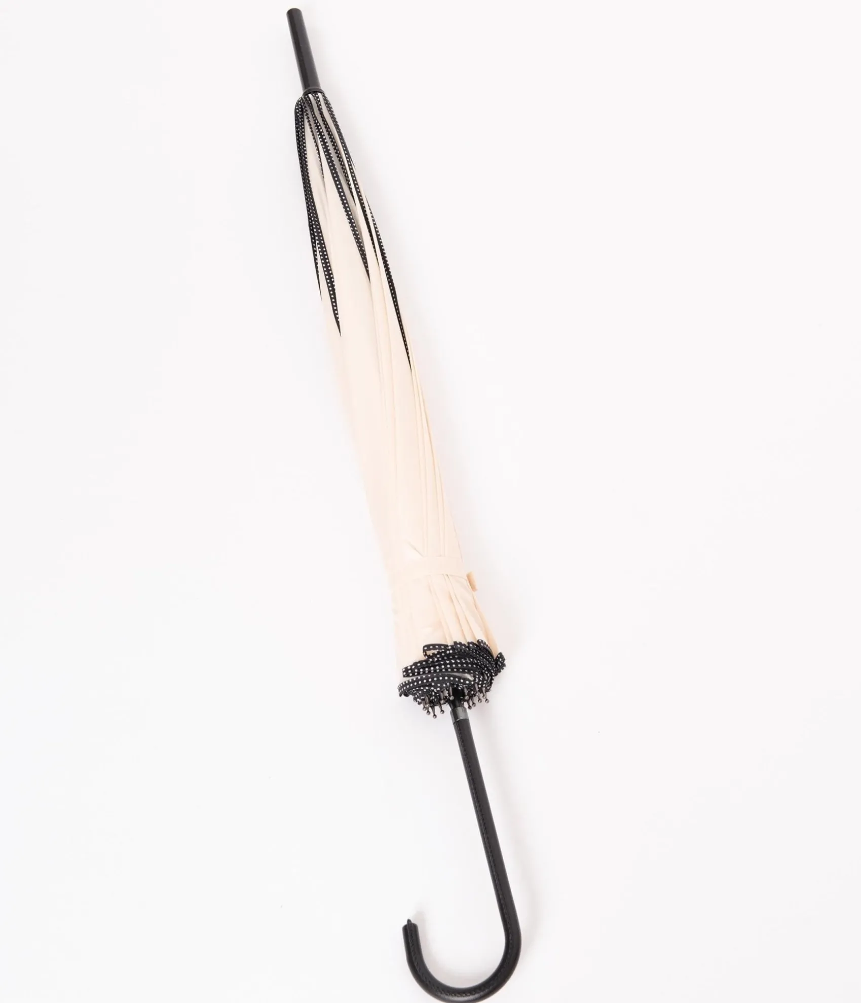 Unique Vintage Ivory & Black Polka Dot Princess Pagoda Umbrella