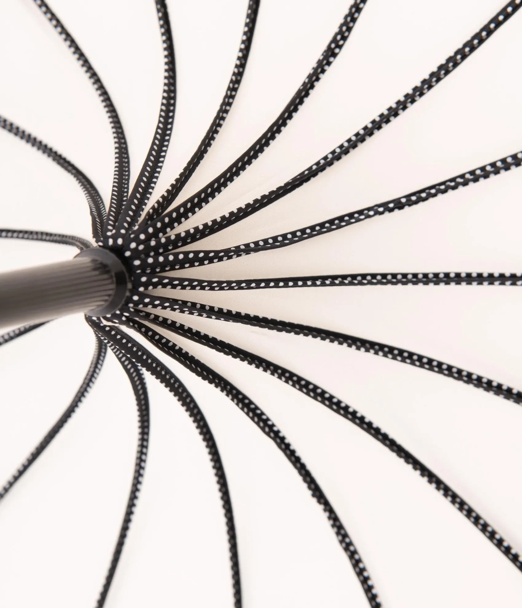 Unique Vintage Ivory & Black Polka Dot Princess Pagoda Umbrella