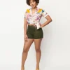 Unique Vintage Olive Denim Summer Love Shorts