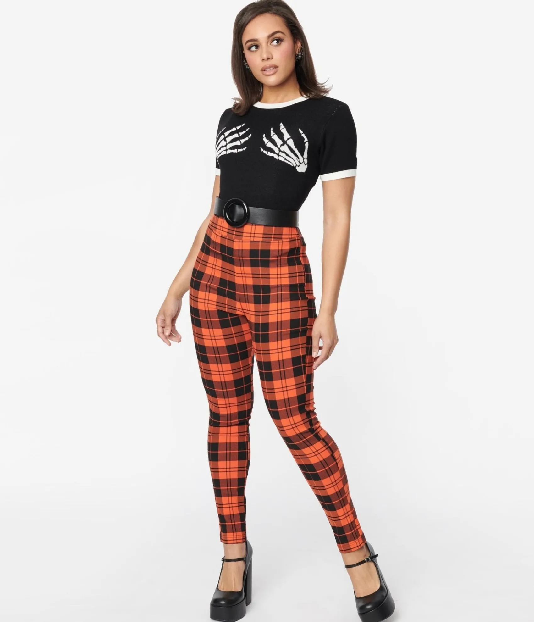 Unique Vintage Orange Plaid Rizzo Cigarette Pants