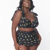 Unique Vintage Plus Size Black & Pineapple Print Alice Swim Skirt