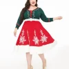 Unique Vintage Plus Size 1950s Red Felt & White Fur Snowflake Soda Shop Swing Skirt