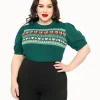 Unique Vintage Plus Size Green Fox Fair Isle Paige Sweater