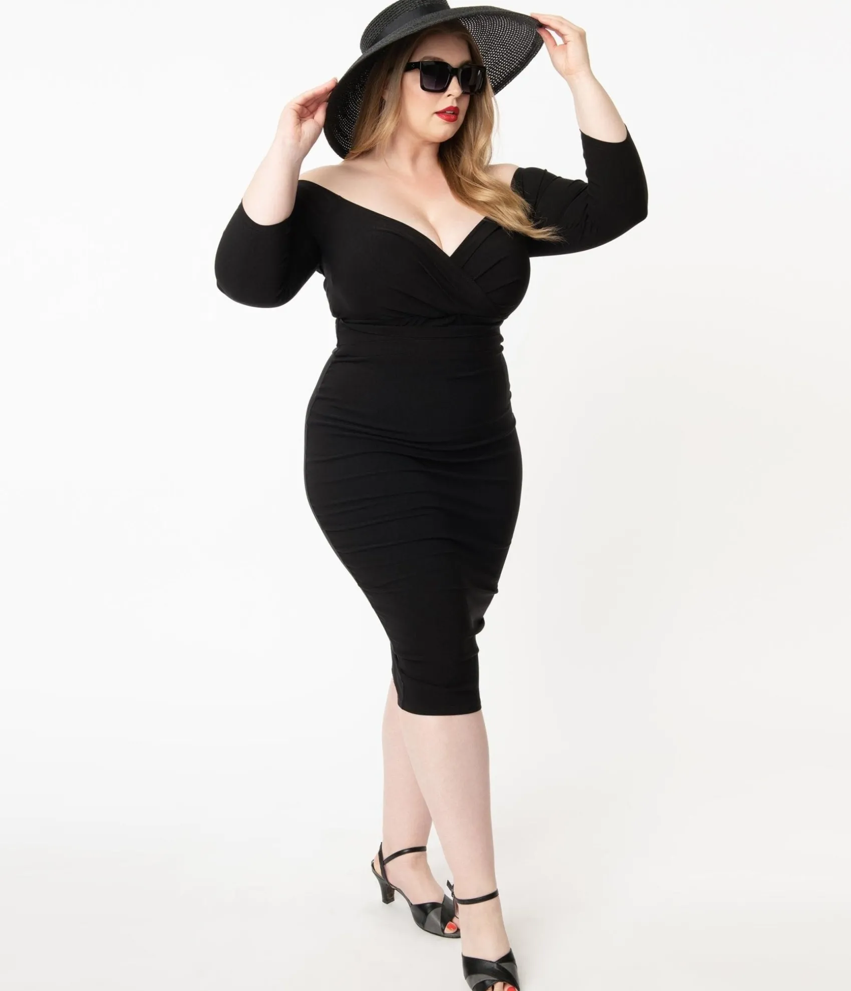 Unique Vintage Plus Size Black Shailene Pencil Dress