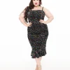 Unique Vintage Plus Size Rainbow Sequin Strapless Spotlight Wiggle Dress