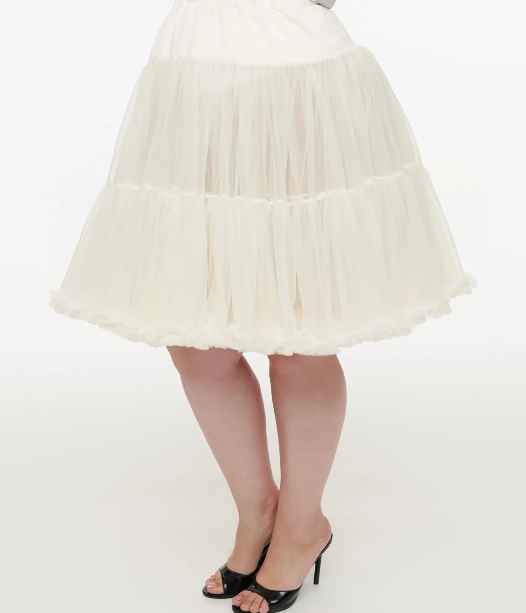 Unique Vintage Plus Size 1950s Ivory Retro Style Ruffled Petticoat Crinoline