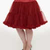 Unique Vintage Plus Size 1950s Burgundy Retro Style Ruffled Petticoat Crinoline