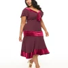 Unique Vintage Plus Size 1920s Burgundy Wilshire Flapper Day Dress