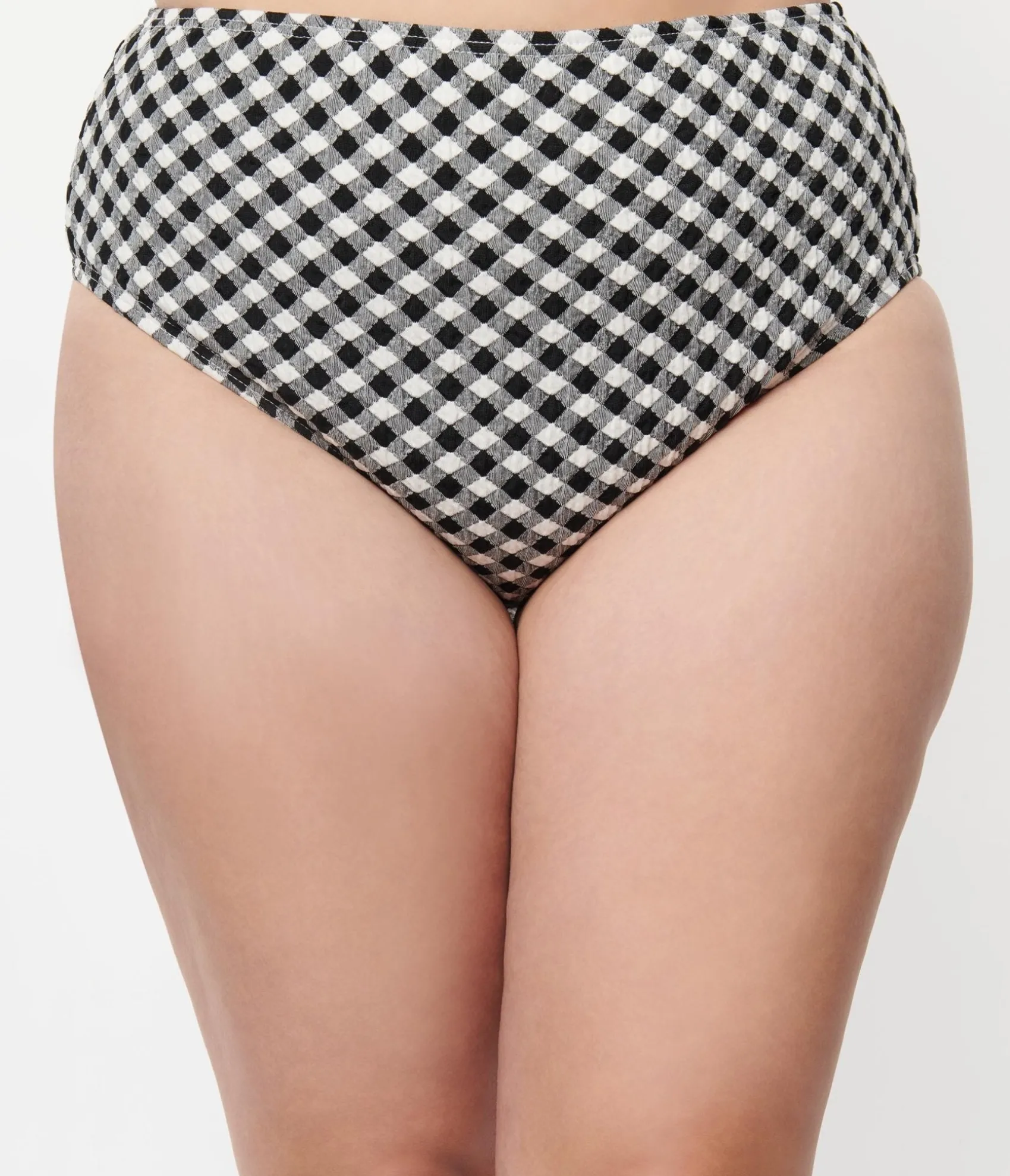 Unique Vintage Plus Size Black & White Gingham Daphne Swim Bottoms