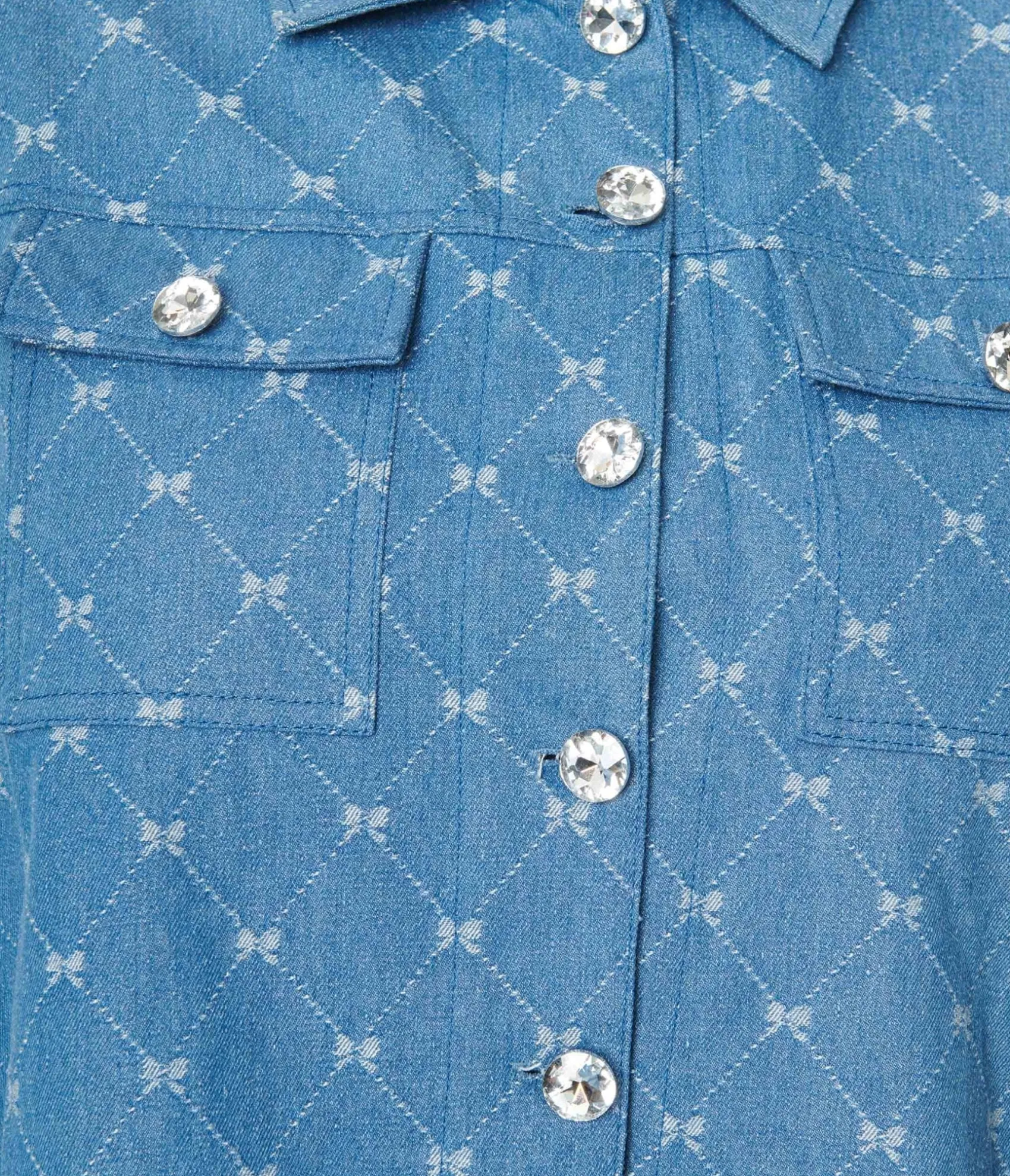 Unique Vintage Plus Size Blue Bow Denim Jacket