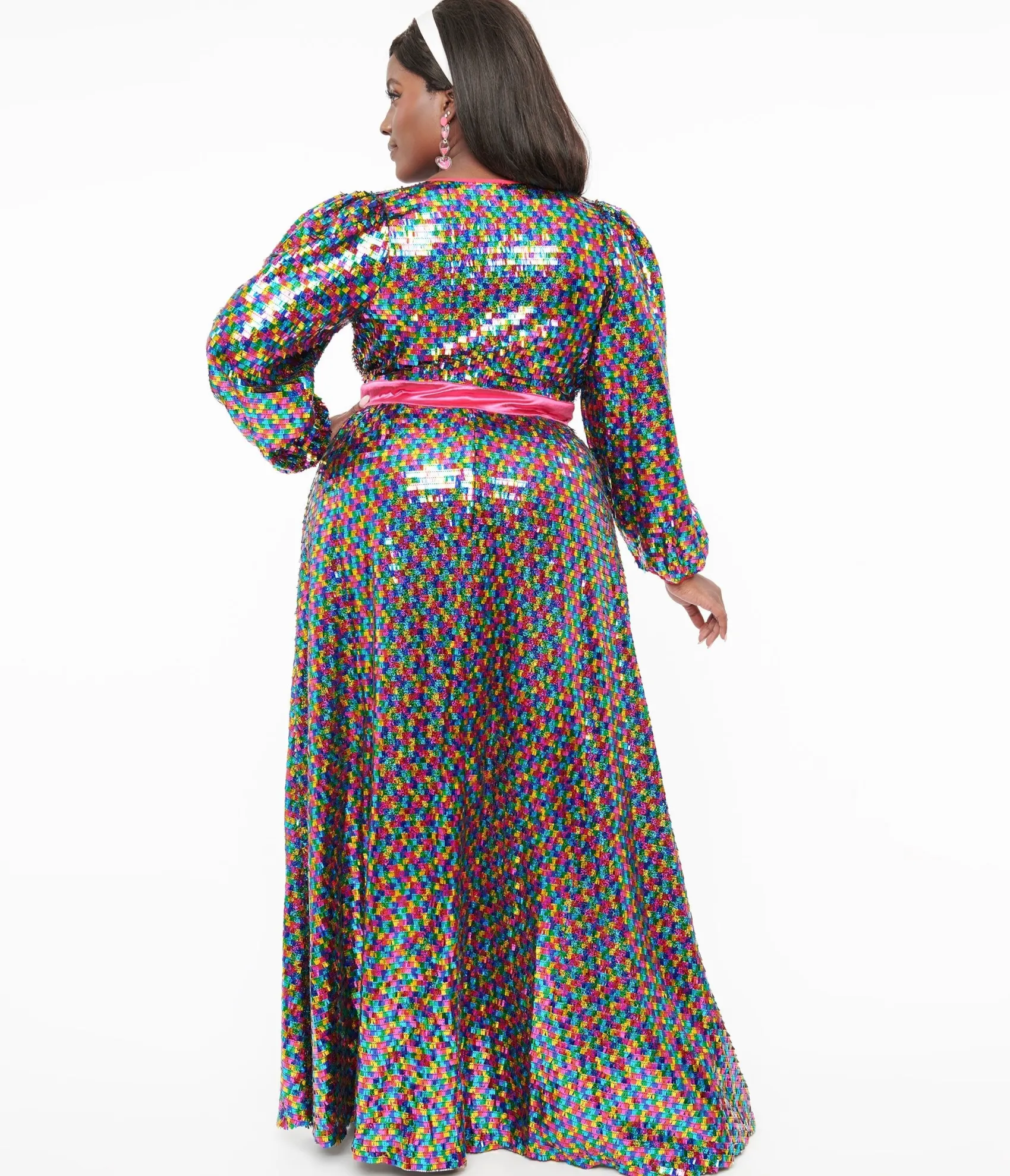 Unique Vintage Plus Size Rainbow Sequins Hollywood Duster