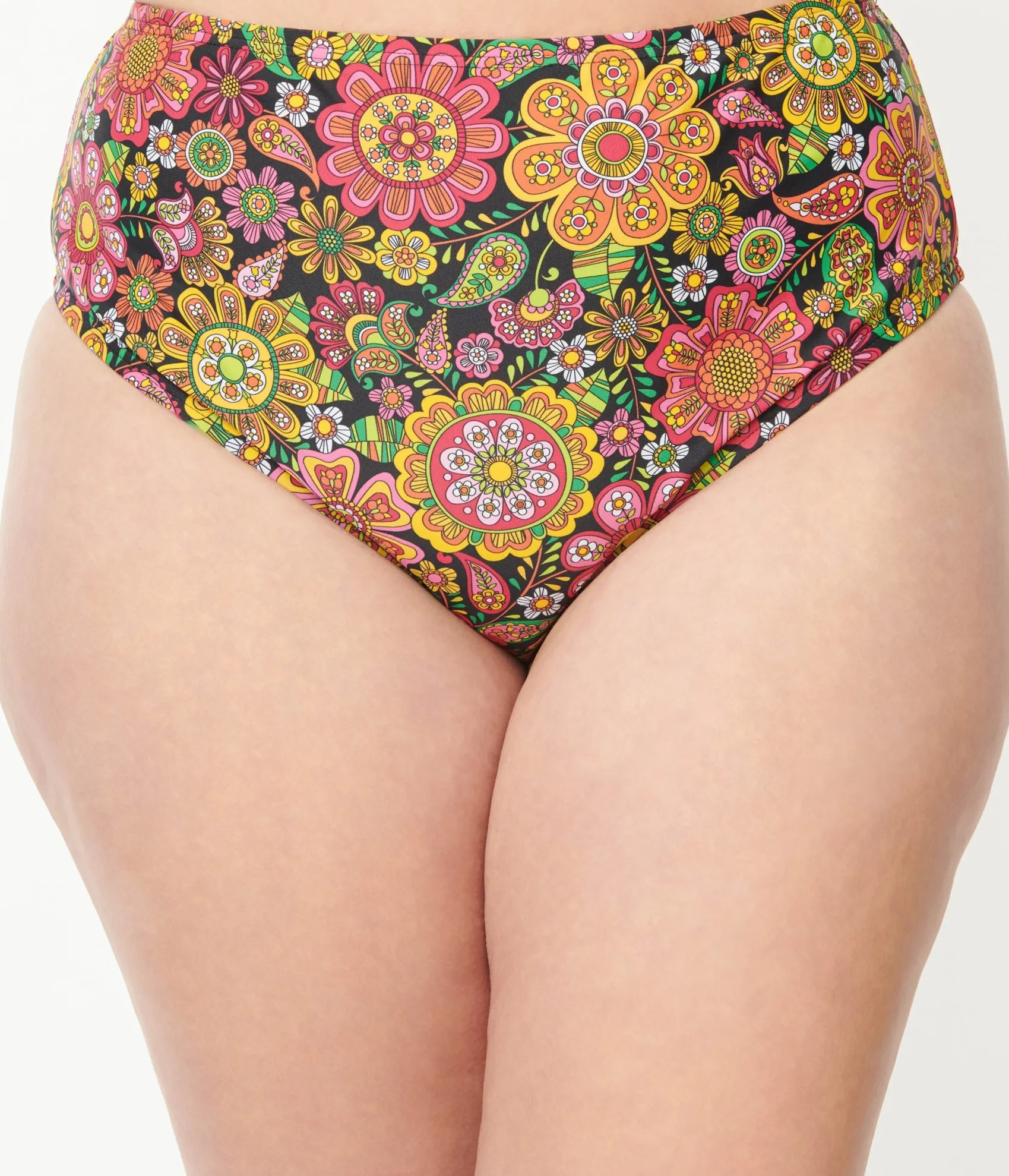 Unique Vintage Plus Size Kaleidoscope Floral Daphne Swim Bottoms